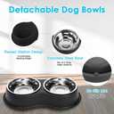 Epetslove Dog Bowls Large Double Dog Water and Food Bowls Stainless Steel Bowls with Non-Slip Resin Station, Pet Feeder Bowls Food Dish for Small Medium Large Dogs Cats
