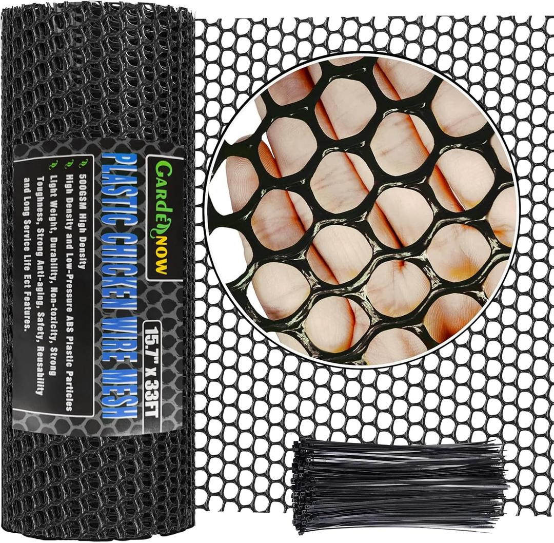 Upgraded 15.7IN x 33FT ABS Plastic Chicken Wire Fence Mesh, Poultry Fencing, Hexagonal Fencing Wire for Gardening, Construction Barrier Netting, Chicken Wire Frame Crafts, Floral Netting