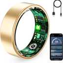 Smart Ring for Women & Men, Fitness Tracker Ring with Heart Rate Monitor, HRV, Sleep Tracking, No Subscription Fee, 10ATM Waterproof Activity Ring for Android & iOS (Gold, #7)