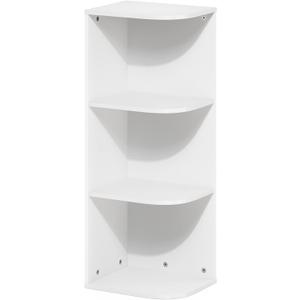 Furinno PASIR Book Shelf, 3-Tier Corner Bookshelf with Open Shelf, Standing Bookcase, 9.3 x 12 x 31.5 for Organization and Storage, for Living Room, Bedroom, Home Office, White