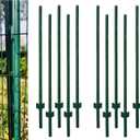 5 Feet Green, Pack of 10 Metal Fence Post, for 48 Inch High Garden Welded Wire Fence U-Channel Steel Garden Post