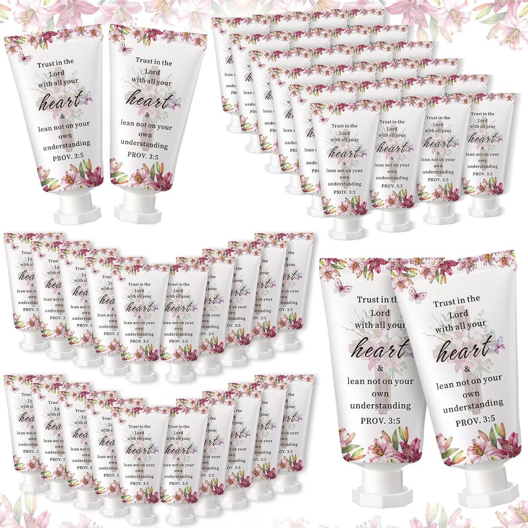 Heigble 50 Pack Valentine's Day Christian Hand Lotion Bulk Gifts for Women Christmas Stocking Stuffers Gifts Bible Mini Travel Hand Lotion for Women Church Appreciation(Christmas)