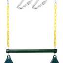Take Me Away 18'' Trapeze Swing Bar Rings 48'' Heavy Duty Plastic Coated Chains Swing Set Accessories (Grenn)