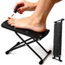 ZtohPyo Foldable Foot Rest, 6-Height Adjustable Spa Foot Stand, Non-Slip Sturdy Foot Care Stand for Easy Home Pedicures, Beauty Pedicure Stool Tool (Black)