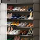 Cabbrix Shoe Rack with Covers & 2 Top Drawers, 7 Tier Shoe Storage Large Capacity Cabinet 28 Pair, Space Saving Vertical Shoe Storage Organizer for Closet, Entryway, Dorm, Bedroom