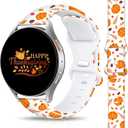 Christmas Halloween Watch Bands Compatible with Samsung Galaxy Watch 40mm 41mm 42mm 44mm 45mm 46mm, 20mm Holiday Replacement Silicone Strap for Galaxy Watch 7 / 6 / 5 / 5 Pro / 4 / 4 Classic / 3 / Active 2&1 (Autumn)