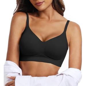 OEAK Womens Wireless Bras Comfortable Push Up Bra No Underwire Bra Full Support Lift Bralette Everyday Seamless Tshirt Bras, Size L