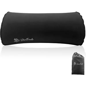 Inflatable Neck and Lumbar Support Pillow with Adjustable Straps for Travel and Office Use, Black