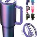 Greatyos 40 oz Tumbler with Handle and Flip Straw Lid - Upgraded Traveler 40oz Tumblers with Lids Straws Vacuum Insulated Leak Proof Stainless Steel Cup Mug Gifts for Men Women Him Her (Aurora)