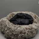 CATISM Cat Bed, Plush Hooded Cat Beds for Indoor Cats, Self Warming Cats Beds Cave, Cozy Pod for Indoor Kitten or Small Dog, Removable Washable with Non-Slip Bottom (25.0"L x 25.0"W x 19.0"Th, coffee)