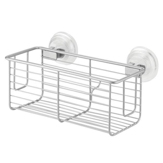 iDESIGN Classico Bathroom Shower Suction Caddy Basket for Shampoo Conditioner Soap Silver