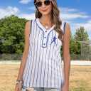 DUTUT Baseball Mom Tank Tops for Women Baseball Graphic V Neck Shirt Summer Sleeveless Jersey Casual Sleeveless Tops (White, M)