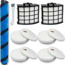 Leemone AZ2002 Filter Replacement Accessories for Shark AZ2002 AZ2000 AZ2000W Vertex DuoClean PowerFin Upright Vacuum, 2 Post-Motor Filters, 4 Foam & Felt Filters, 1 Soft Brushroll
