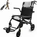Wheelchairs for Adults –Transport Wheelchair Lightweight Foldable with Telescopic Handle, 18-Inch Seat Width, Portable Travel Wheelchair for Seniors, Supports Up to 350 lbs,Grey