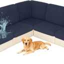 ALIECOM Blue Sectional Couch Covers, 100% Waterproof High Stretch Sofa Slipcovers Soft Washable Couch Cushion Covers Sofa Covers for Kids/Pets (5 Seat and 6 Backrest Covers, Navy)
