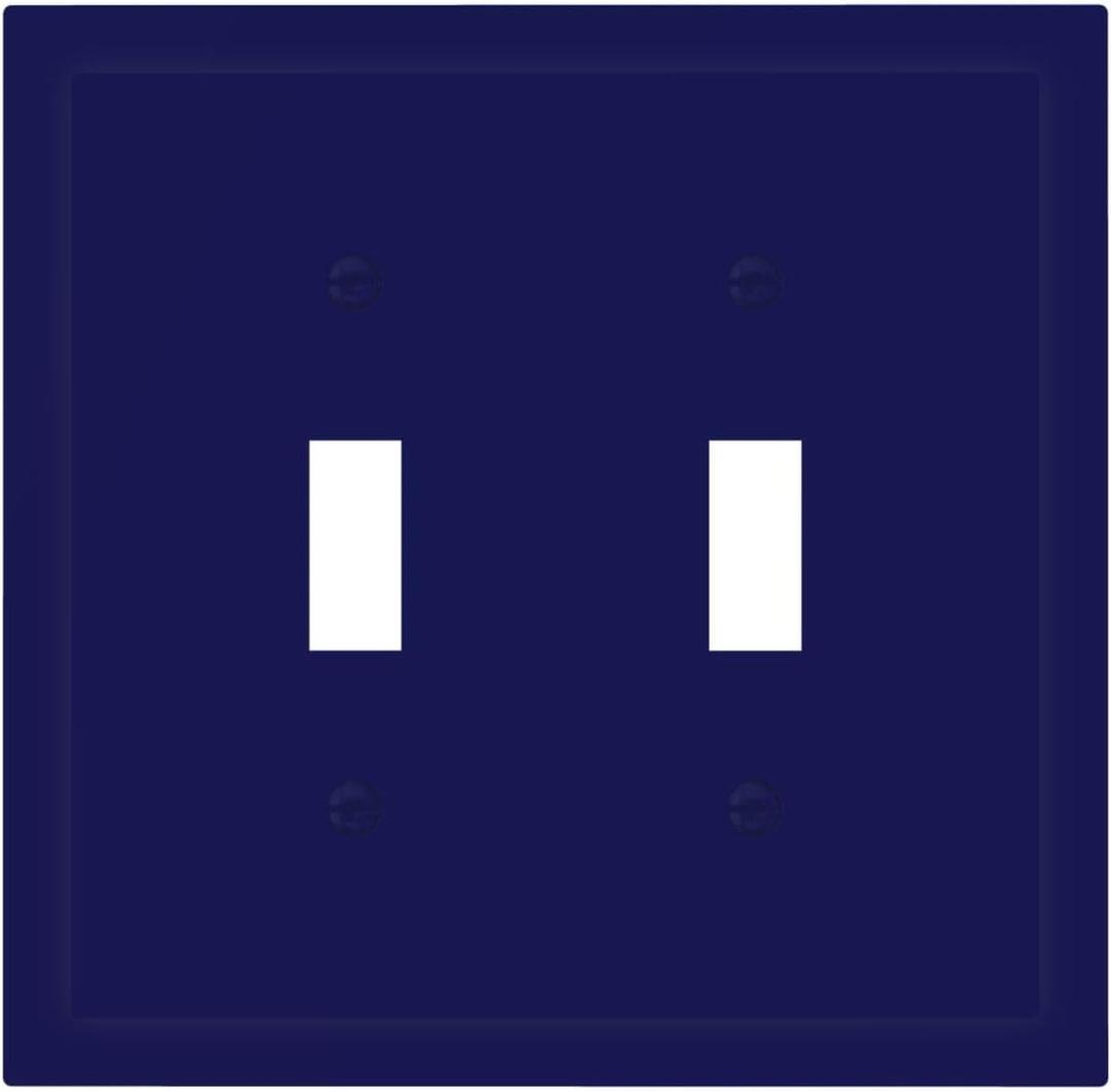 Royal Navy Blue Decorative 2 Gang Double Toggle Light Switch Cover Mid Size Outlet Wall Plate Electrical Dual Device Switch Faceplate