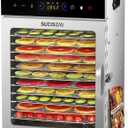 Food Dehydrator Machine 12 Stainless Steel Trays 1000W Meat Dehydrator for Home Use, 24H Timer & 195 Temperature Control Food Dryer for Jerky Fruit Herbs Mushroom Dog Treats