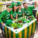 2 Pcs St. Patrick's Day Party Decorations,29.5 x 108 Inch Green Gold Table Skirts,Metallic Wavy Tinsel Foil Fringe Table Skirts,Round and Rectangle Tables Decorations for Irish-Themed Party Supplies