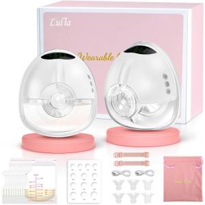 Lulia Breast Pump Hands Free, Wearable Breastfeeding Pump with 4 Mode and 9 Level, Strong Suction, Painless, Anti-Backflow, BPA Free, Portable Electric Breast Pumps with 17/19/21/24MM Flanges (White)