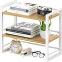 Office Desk Shelf Organizer, Wood Desktop Bookshelf Supplies Storage Rack, Shelf for Top of Desk and Dresser (White-2 Tier)