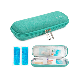 YOUSHARES Insulin Cooler Travel Case, Small EVA Diabetic Insulated Organizer Portable Cooling Bag for Medication Cooling Insulation, Epi Pen Carrying Bag with 2 Ice Pack (Green)