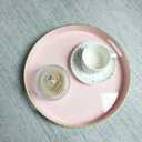 Spsyrine Round Pink Decorative Tray, 13" Plastic Serving Table Tray with Handles for Breakfast, Ottoman, Coffee Table, Bathroom, Kitchen, Living Room