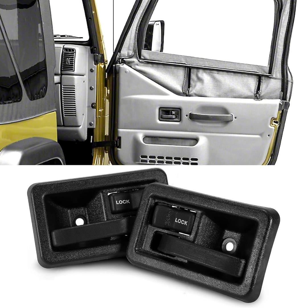BASIKER 2 PCS Interior Door Handles, Left & Right Side for 1987-1996 Jeep Wrangler YJ & 1997-2006 Jeep TJ, Accessories OEM 55176477AB 55176476AB