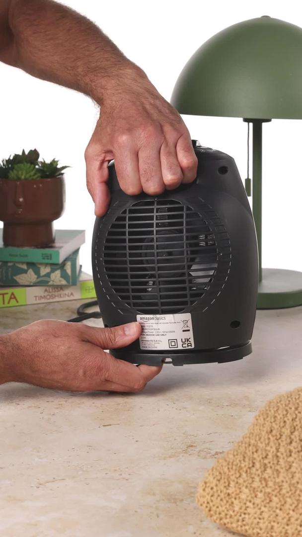 Amazon Basics Oscillating Ceramic Space Heater, Portable Indoor Heating Solution, With Overheat and Tip-Over Protection, Thermostat, 1500W, 7.52"D x 6.34"W x 9.45"H, Black