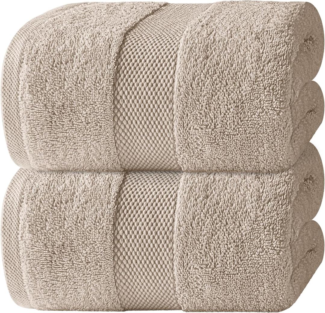 White Classic Luxury Soft Bath Sheet Towels - 650 GSM Cotton Luxury Bath Towels Extra Large 35x70 | Highly Absorbent and Quick Dry | Hotel Collection Extra Large Bath Towels Oversized, Taupe, 2 Pack
