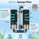 hygger Aquarium Double Sponge Filter: Upgraded Sponge Filter with Larger Filtration Area, Come with Extendable Clip, 2 Spare Biochemical Sponges, Bioceramic Balls, for Freshwater Saltwater Tank - M