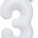 40 Inch White Number 3 Daisy Balloons Set，Birthday Balloons For Kids and Aldult，Jumbo Helium Foil Balloon，3rd Birthday Party Decorations (White 3)