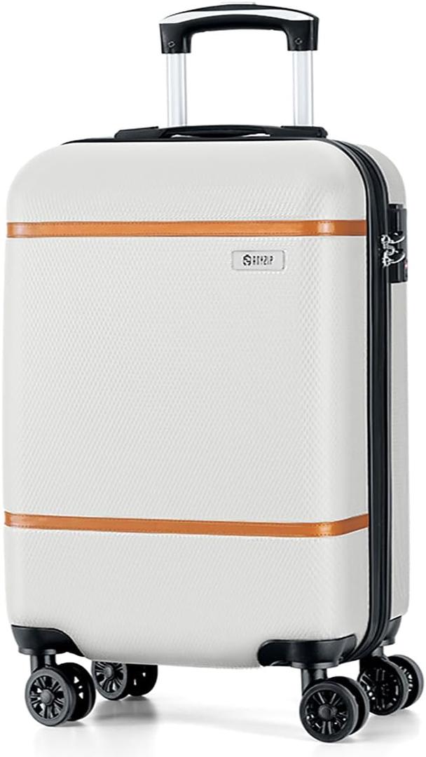 AnyZip Carry On Luggage Airline Approved, ABS+PC Hardside Suitcase with Spinner Wheels TSA Lock, Carry-On 20-Inch, White