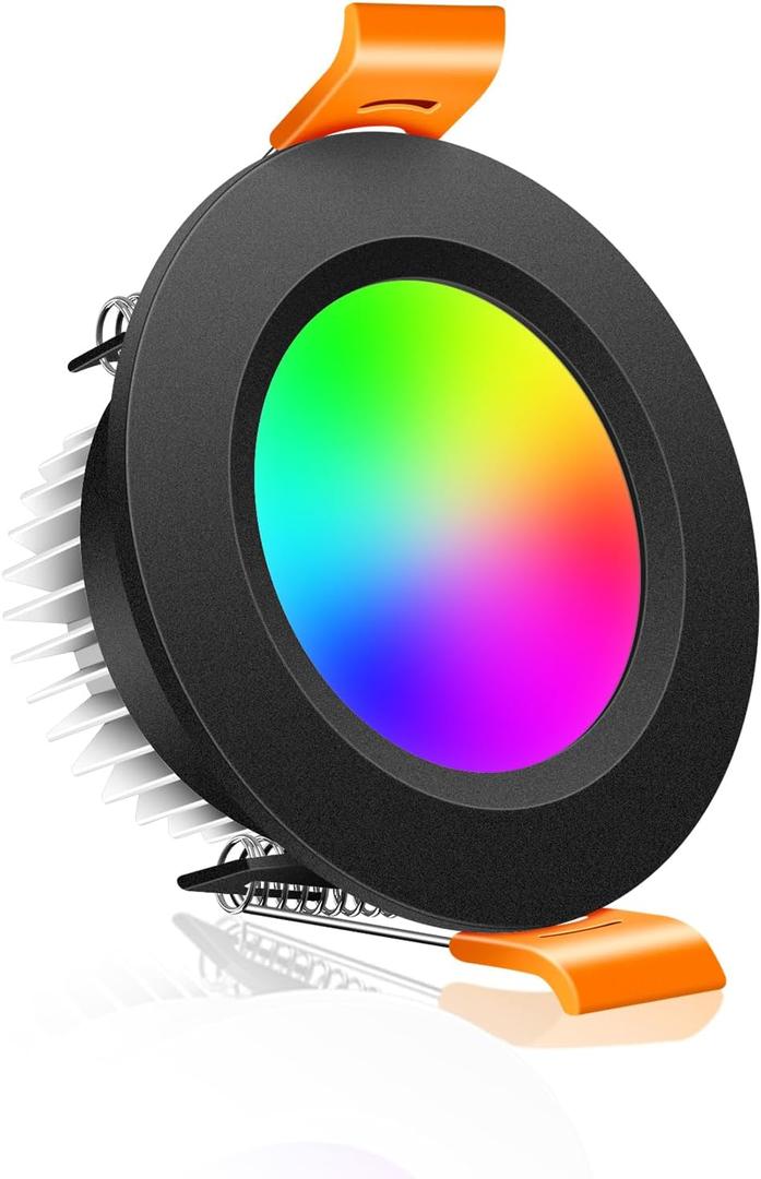 2 Inch Smart Recessed Lighting, WiFi Black LED Downlight 5W 120V, Dimmable RGBCW 2700-6500K Color Changing, Compatible with Alexa/Google, Ceiling Lights with LED Driver (Corlorful)