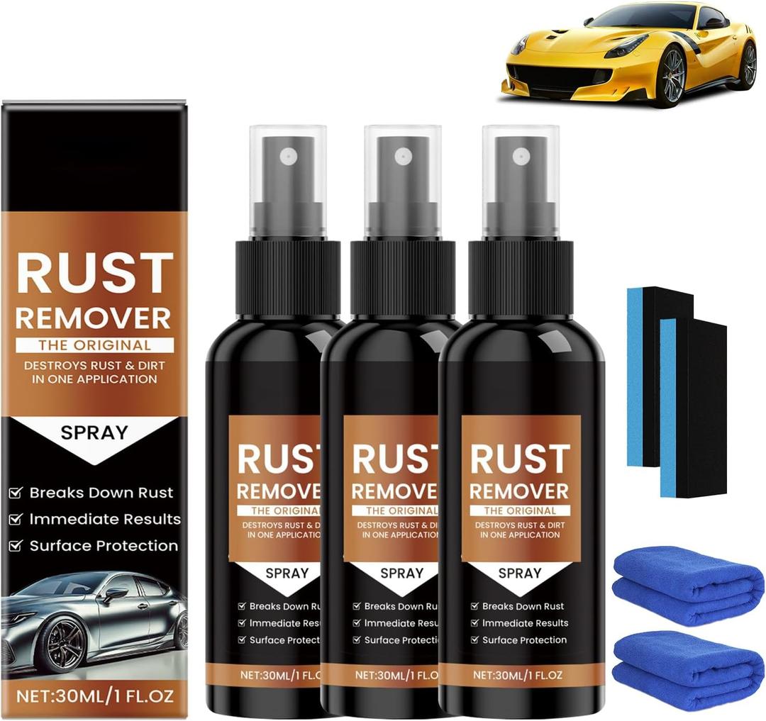 Nexa Rust Remover Spray, 2025 Upgrade Rust Remover for Metal, Multipurpose Rust Stain Remover,for Heavy Duty Rust Dissolver for Metal, Tools, Cars, Chains30ML*3Pcs