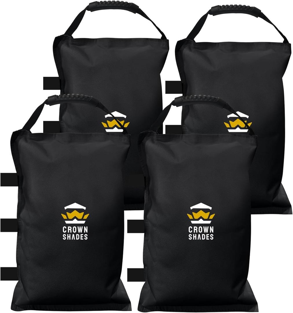 CROWN SHADES Sand Bags for Canopy Legs (150 LBS) Sandbags for Weight - Sandbags for Canopy Tent, Canopy Tent Weights, Pop Up Tent Weights - Canopy Weight Bags, Black (Unfilled)
