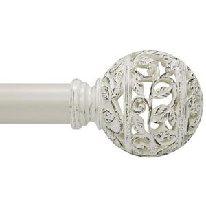 Curtain Rods For Windows 48 to 84 Inches, 1 Inch Heavy-Duty Adjustable Decorative Curtain Rods with Branches Leaves Hollow Finials For Bedrooms and Living Rooms In Farmhouses. Weather White