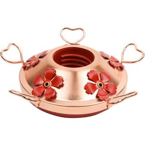 WOSIBO Hummingbird Feeder Replacement Bottom Base Replacement Part Includes Red Plastic Base Metal Top and Brushes (Copper)