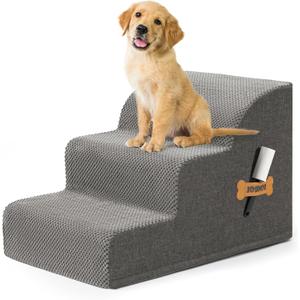 Dog Stairs, Romrol High Density Foam Dog Steps for High Bed and Couch, Dog Ramp, Pet Stairs for Small Dogs and Cats or Pets Joints, 3-Step