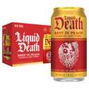 Liquid Death, Rest in Peach Iced Tea, 12-Pack (12 oz Cans), Peach Flavored Back Tea, Low Calorie, No Artificial Sweeteners, B12 & B6 Vitamins, Best By 01/14/2027