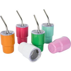 Tamarac Mini Tumbler Shot Glass with Straw, 3 oz Shot Glass with Straw and Lid, Funny Shot Glasses, Colored Stainless Steel Sublimation Tumblers,Wedding Birthday Party Favors 6 Pack