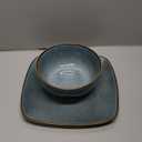 AmorArc Ceramic Dinnerware Sets for 4, 12 Pieces Square Handpainted Plates and Bowls Set, Chip and Scratch Resistant Stoneware Dishes Set, Dishwasher & Microwave Safe, Ocean Blue