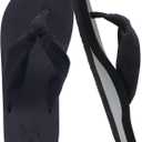 KuaiLu Flip Flops for Women with Arch Support Yoga Mat Comfortable Summer Beach Walking Thong Cushion Sandals Slip On Indoor Outdoor (8, Black)