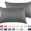 Warmstar 100% Cotton Toddler Pillowcase Set of 2, 600 Thread Count 13x18 Toddler Pillowcases Soft & Breathable, Cotton Travel Pillow Case Cover 13"x 18" with Envelope Closure,Dark Grey
