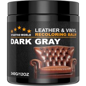 STARTSO WORLD Leather Recoloring Balm 12oz | Repair Kit for Furniture, Color Restorer for Couches | Leather Dye | Repair, Restore Old, Faded Surface - Dark Gray