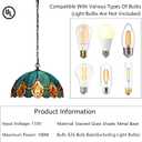 Tiffany Pendant Light Plug in Stained Glass Hanging lamp 12X12X181 Inch Hanging Lamp Living Room Bedroom Kitchen Dining Room OfficePeacock Crystal Style