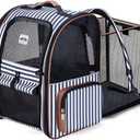 Lekebobor Large Cat Backpack Carrier Expandable Pet Carrier Backpack for Small Dogs Medium Cats Fit Up to 18 Lbs, Dog Carrier Backpack,Puppy Backpack Carrier, Striped