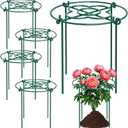 cyrico Peony Cages and Supports 5 Pack, 12 x 16 Heavy Duty 3.5mm Metal Peony Stakes with 4 Legs, Rust-Proof Grow Through Plant Support Hoops, Outdoor Garden Flower Support Rings for Heavy Blossoms