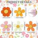 Threehoney Spring Wooden Flowers Table Decor Wood Daisy Tabletop Centerpieces Art Floral Tiered Tray Decor Rustic Farmhouse Floral Sign for Home Desk Shelf Office Decoration Mother's Day Gift(Orange)