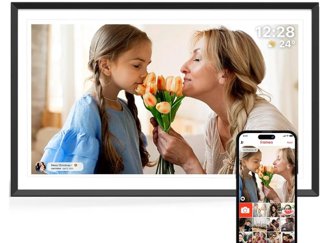 Digital Picture Frame 15.6 inch, WiFi Digital Photo Frame with 32GB Storage, 1920x1080 FHD IPS Touch Screen, Auto-Rotate, Easy Setup to Share Photos or Videos Instantly via Frameo App