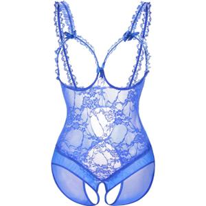 Women Sexy Lingerie Nightwear - One-Piece Bodysuit Nightie Plus Size, Black (Blue, XL)